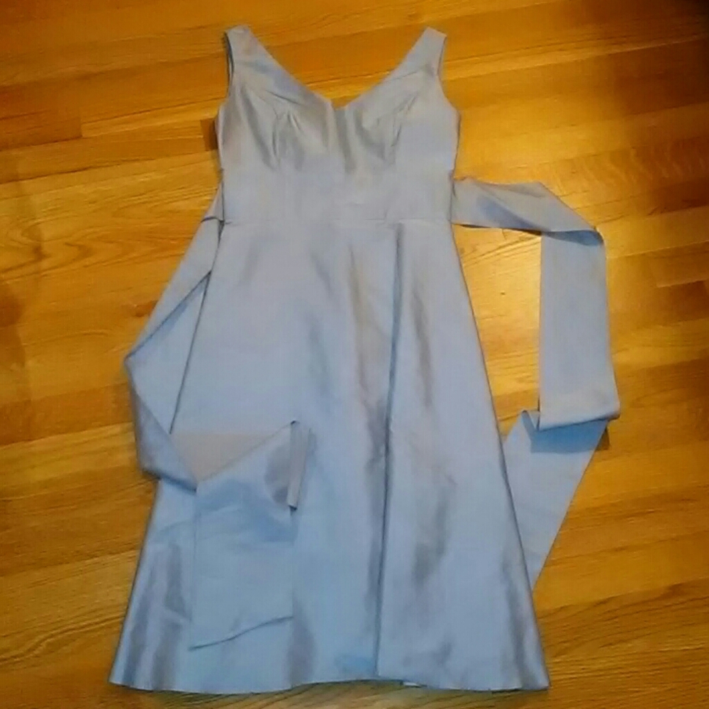 Ann Taylor blue satin bridesmaid dress 00